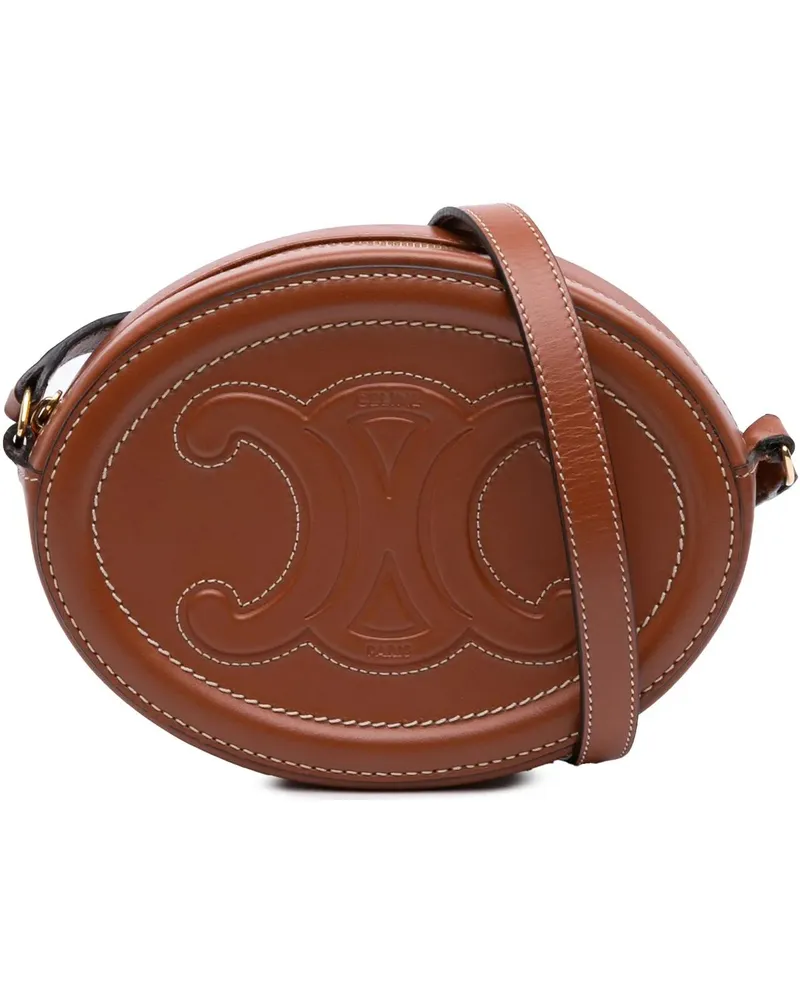 Celine Hobo Bags Small Calfskin Cuir Triomphe Oval Crossbody braun Braun