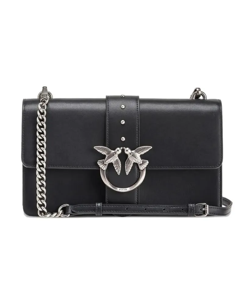 Pinko Hobo Bags Shoulder Bag With Silver-Tone Bird Clasp And Chain schwarz Schwarz