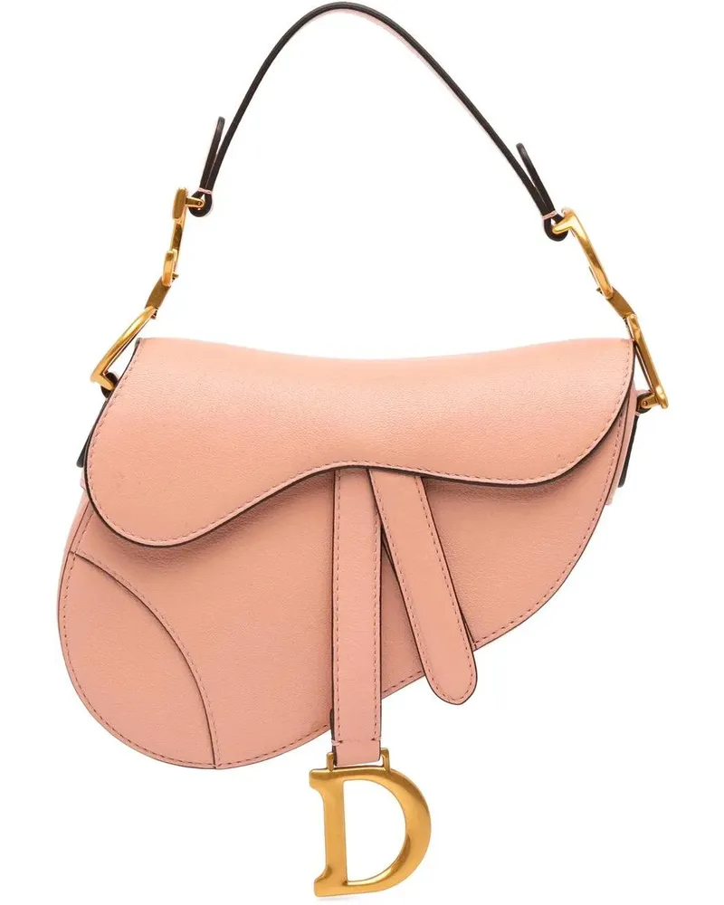 Dior Hobo Bags Mini Grained Calfskin Saddle Bag rosa Gold