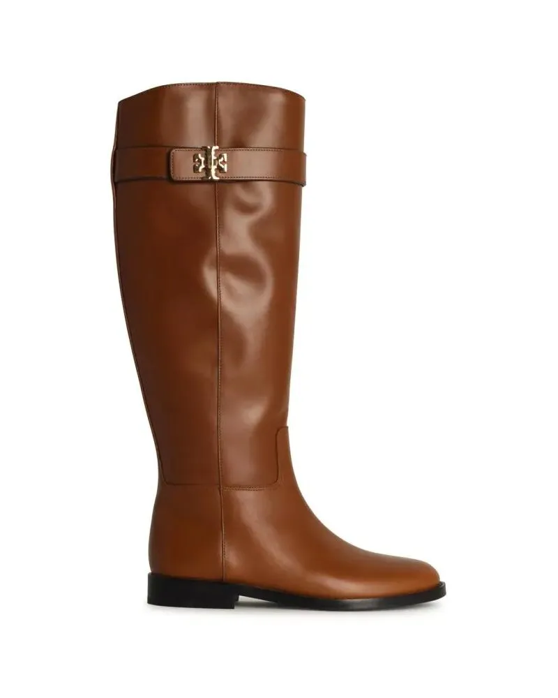 Tory Burch Boots & Stiefeletten Lock Ridin' Brown Leather Boots Braun