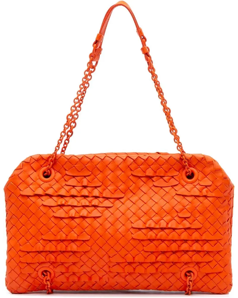 Bottega Veneta Hobo Bags Nappa Intrecciato Ruffle Duo Shoulder Bag orange Orange