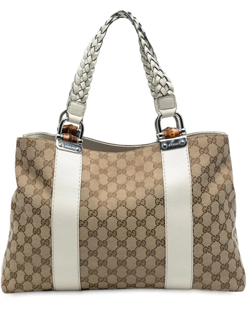Gucci Shopper Medium GG Canvas Bamboo Libeccio Tote braun Braun