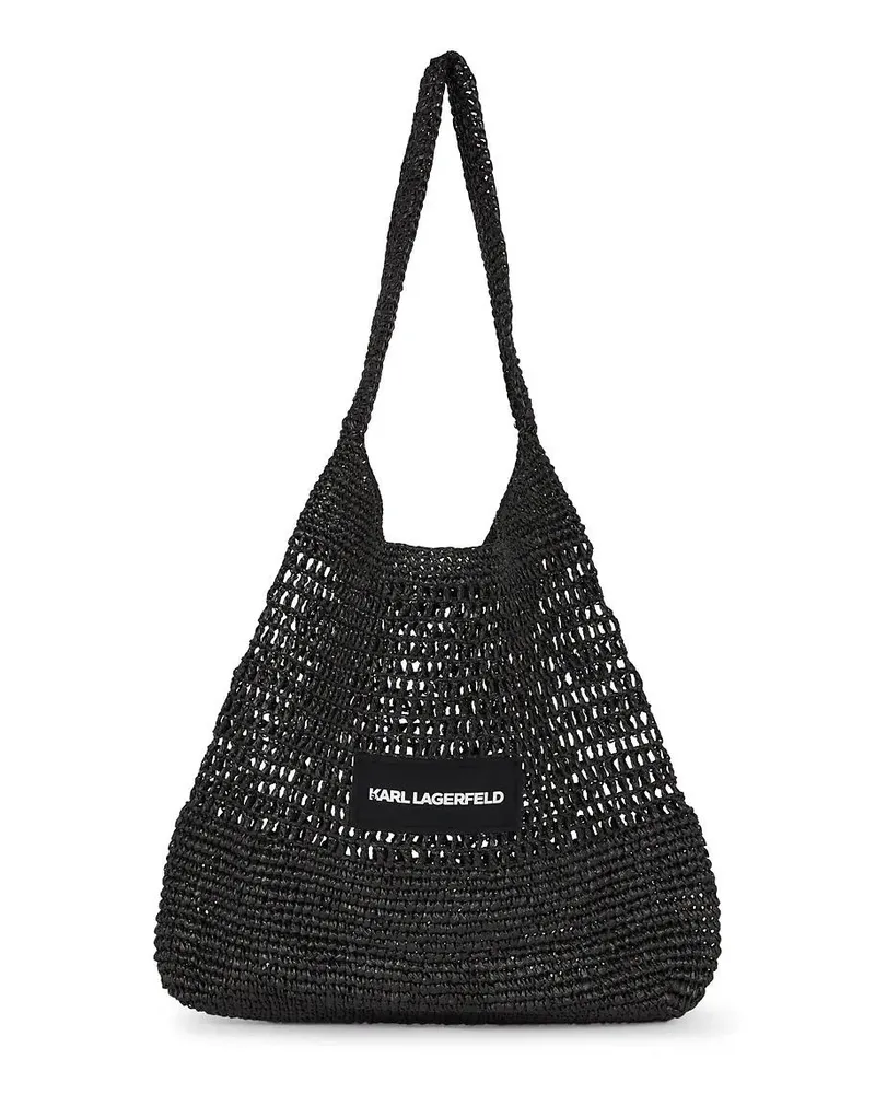 Karl Lagerfeld Shopper GEHÄKELTE STRANDTASCHE MIT LOGO schwarz Schwarz