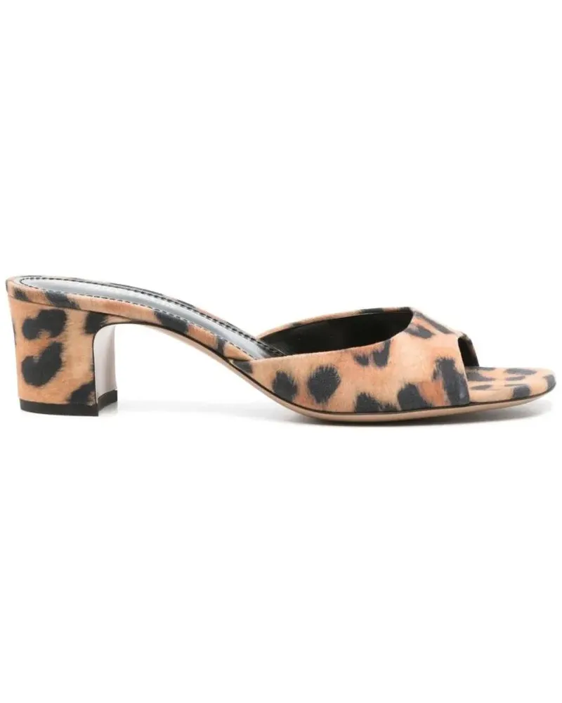 Paris Texas Sandalen Open-Toe Calfskin Sandals With Vibrant Leopard Pri braun Braun
