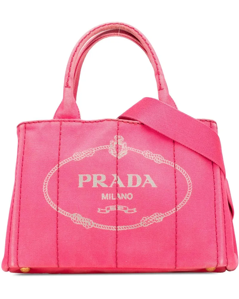 Prada Hobo Bags Small Canvas Canapa Logo Satchel rosa Gold