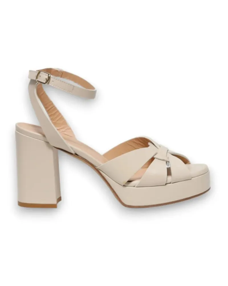 Guglielmo Rotta Sandalen Sandal With Platform In Chalk Calfskin beige Beige
