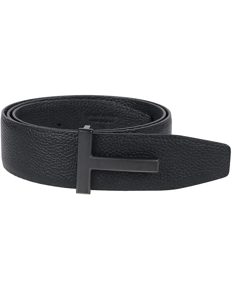 Tom Ford Gürtel Reversible T-buckle Belt Black schwarz Schwarz