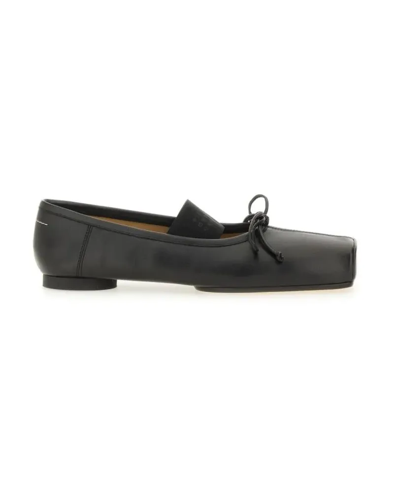 Maison Margiela Leather Ballerina Flats With Square Toe schwarz Schwarz