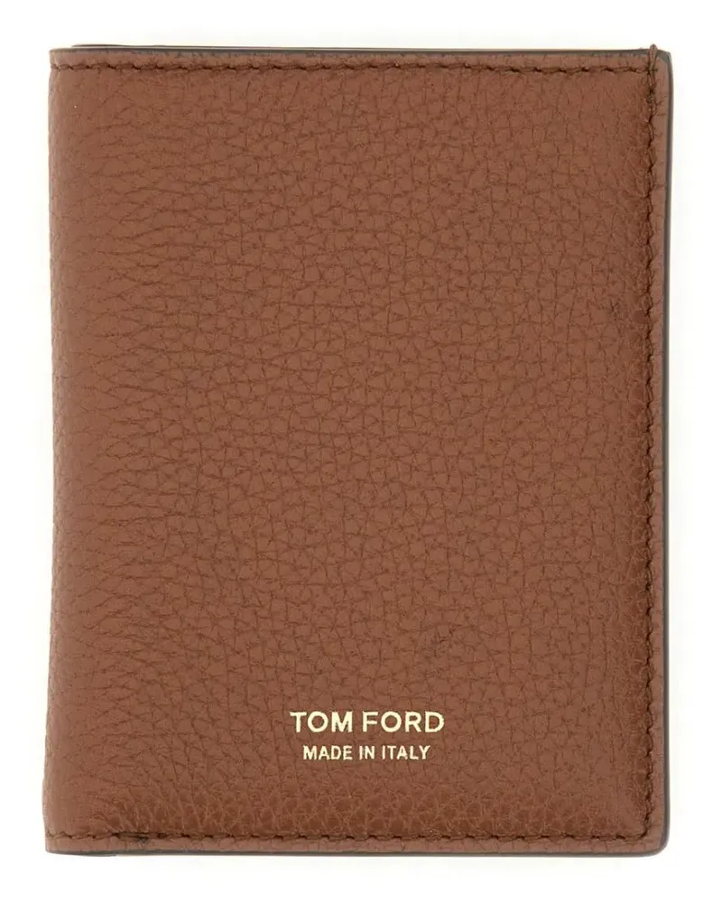 Tom Ford Portemonnaies Brown Calf Leather T Line Portfolio braun Braun