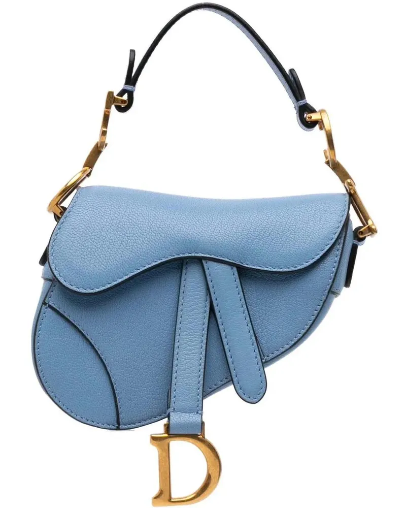 Dior Hobo Bags Micro Goatskin Saddle Bag blau Blau