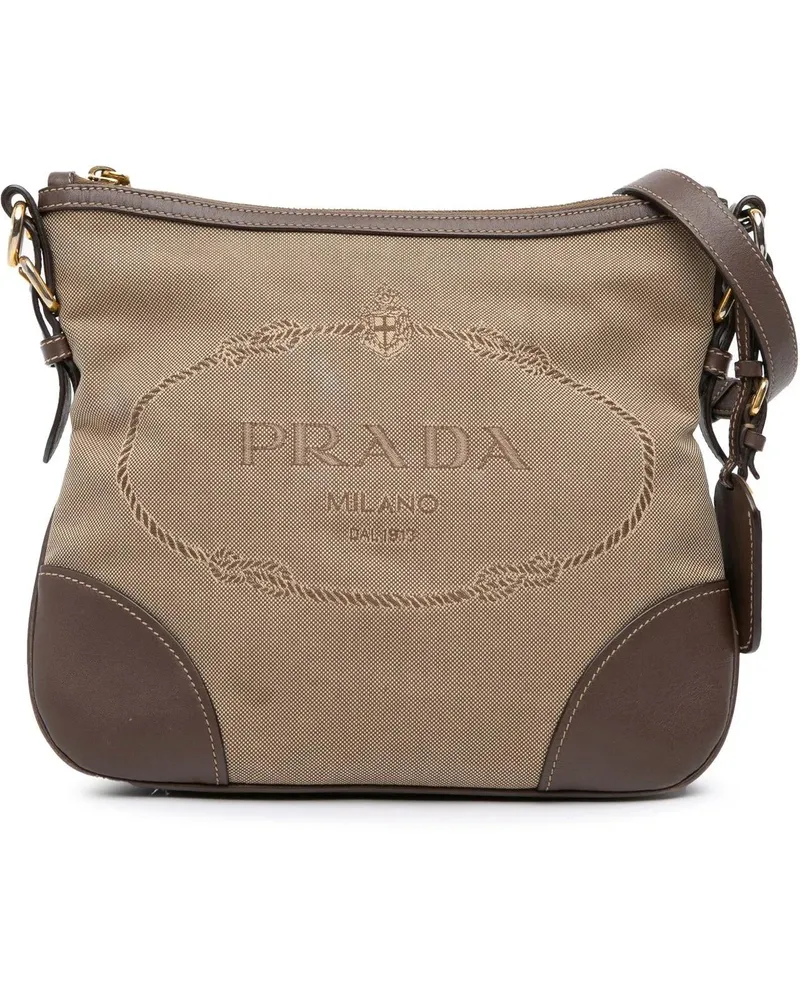 Prada Hobo Bags Canvas Canapa Logo Crossbody braun Braun