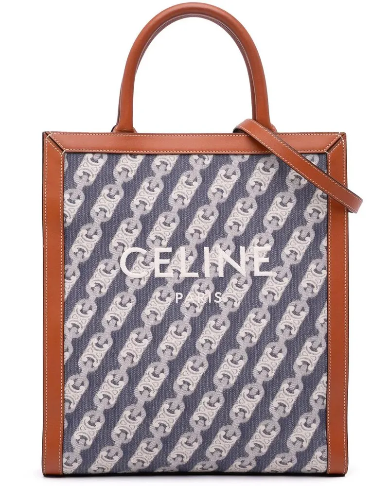 Celine Hobo Bags 2020 Small Canvas Triomphe Maillon Vertical Cabas blau Blau