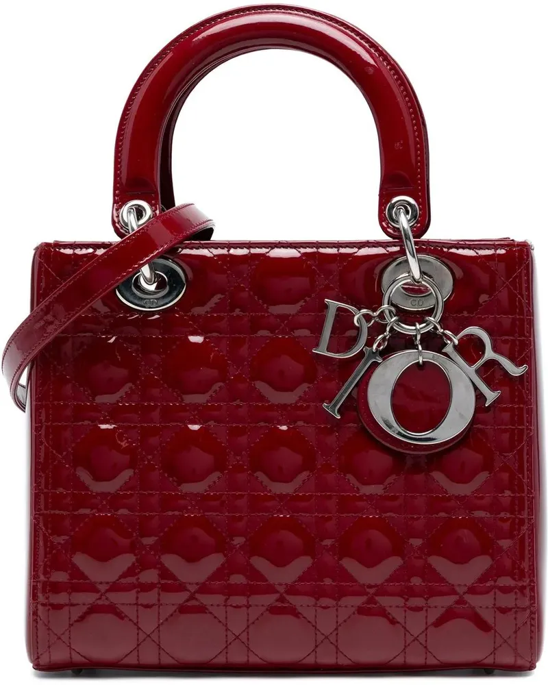 Dior Hobo Bags Medium Patent Cannage Lady Dior rot Rot