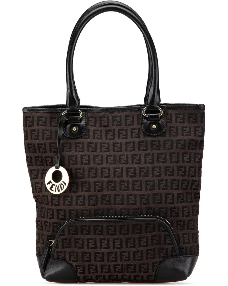 Fendi Shopper Zucchino Canvas Chef Front Pocket Shopping Tote braun Braun