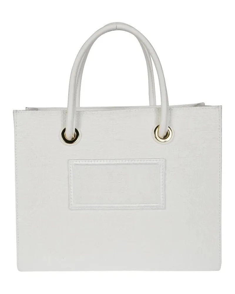 Elisabetta Franchi Shopper & Totes Structured White Raffia Tote Bag With Gold-Tone Ac weiß Weiß
