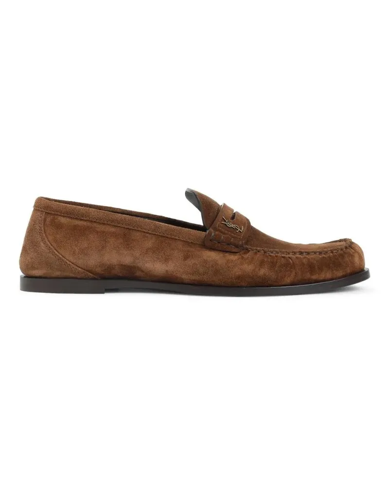 Saint Laurent Loafer Brown Suede Leather Loafers braun Braun