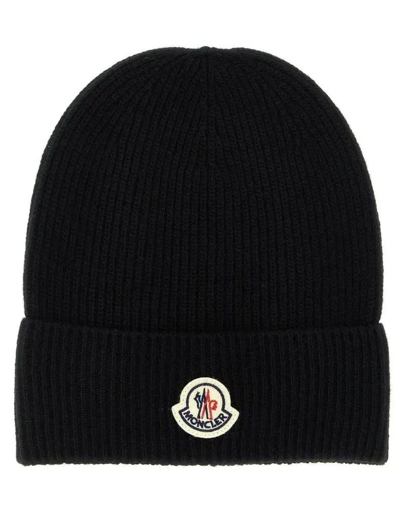 Moncler Caps & Mützen Wool And Cashmere Beanie schwarz Schwarz