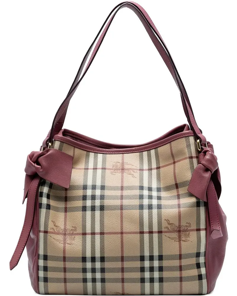 Burberry Shopper Small Leather Trimmed Haymarket Check Coated Canva braun Braun
