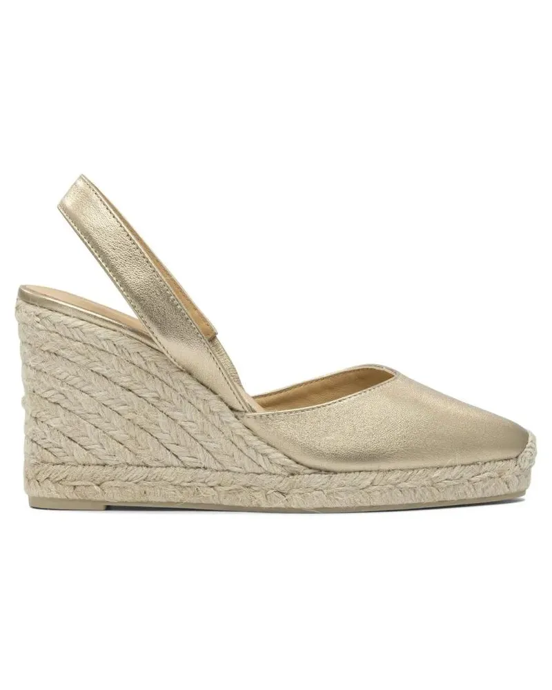 Castañer Sandalen Metallic Leather Espadrilles With Braided Jute Wed beige Beige