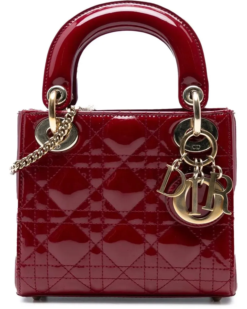 Dior Hobo Bags Mini Patent Cannage Lady Dior rot Rot