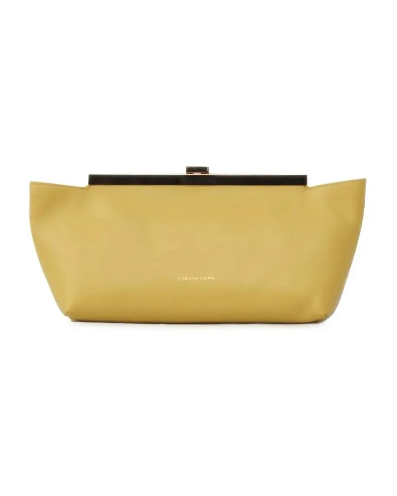 Fabiana Filippi Clutches Structured Leather Pouch With Zip Closure gelb Gelb