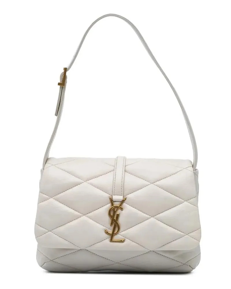 Saint Laurent Hobo Bags 2022 Quilted Lambskin Le 57 Shoulder Bag weiß Weiß
