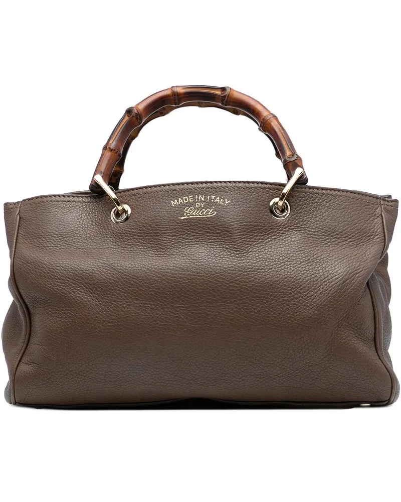 Gucci Hobo Bags Medium Calfskin Bamboo Shopper Satchel braun Braun