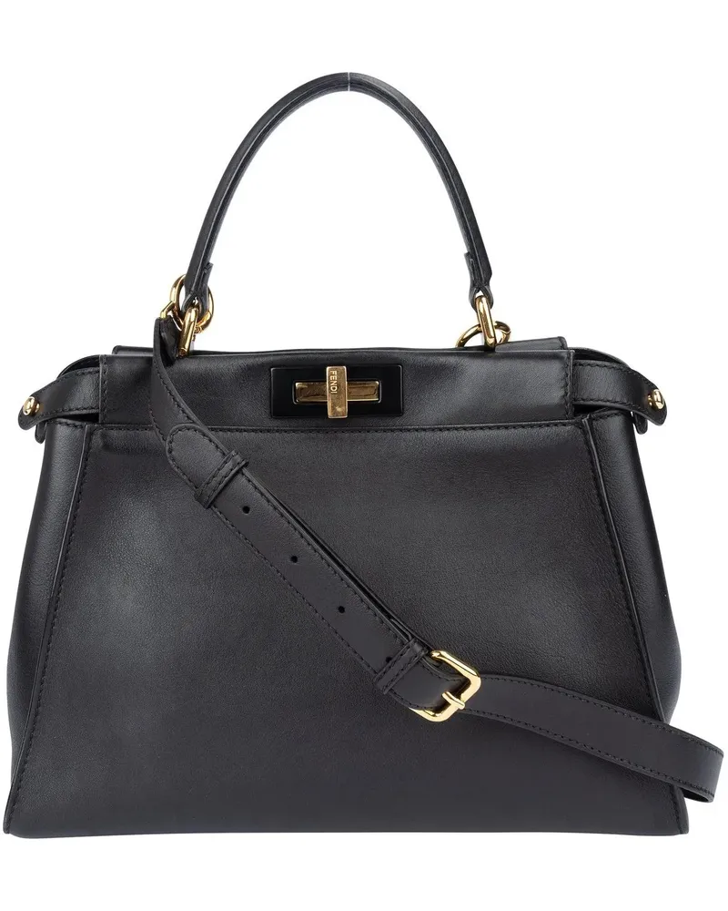 Fendi Crossbody Bags  Black Leather Peekaboo Handbag schwarz Schwarz
