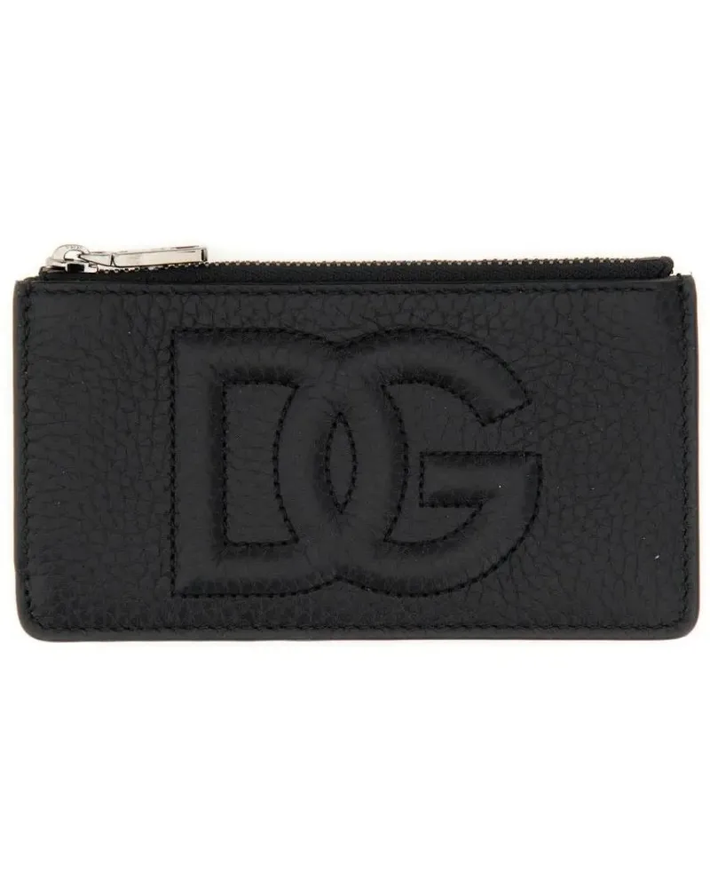 Dolce & Gabbana Portemonnaies Leather Card Holder schwarz Schwarz