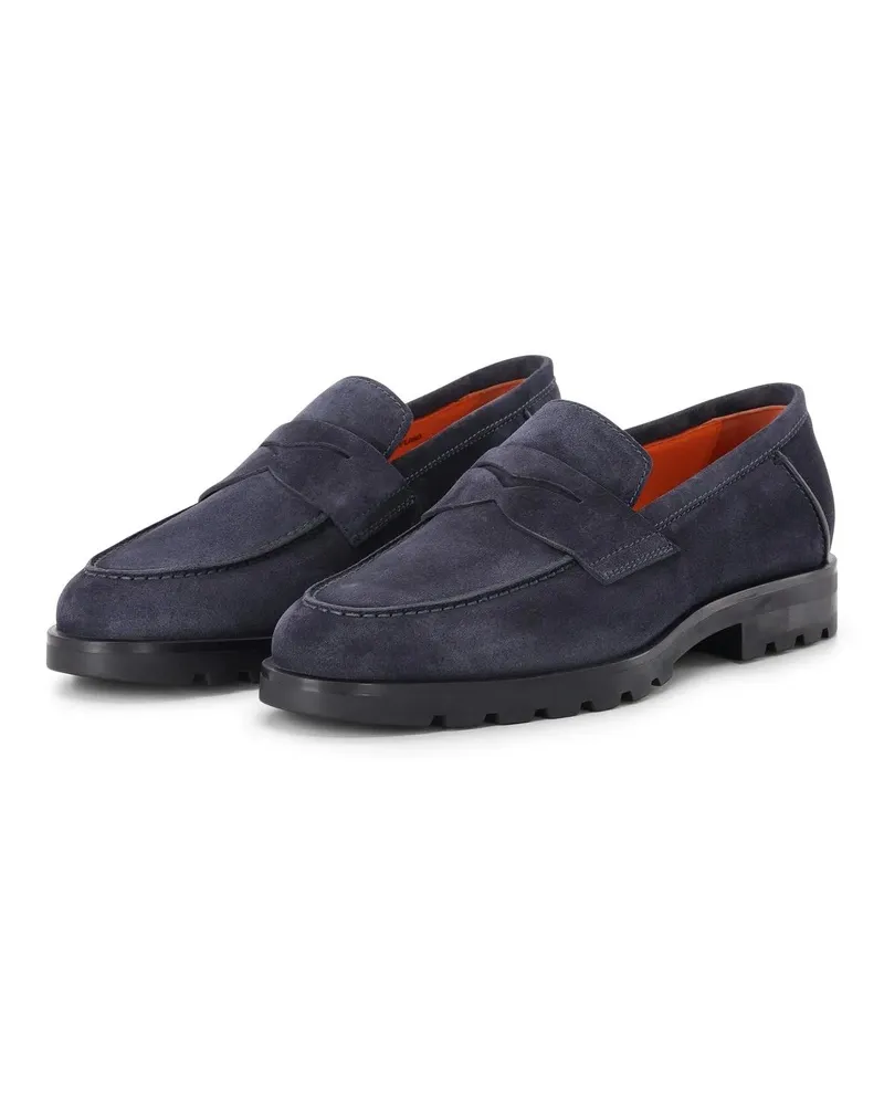 Santoni Low-Top Sneaker Loafer aus Veloursleder blau Blau