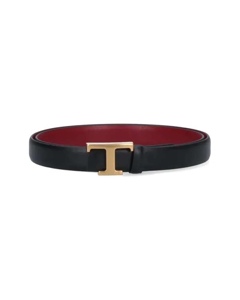 TOD'S Gürtel Reversible Hammered Leather  Belt schwarz Schwarz