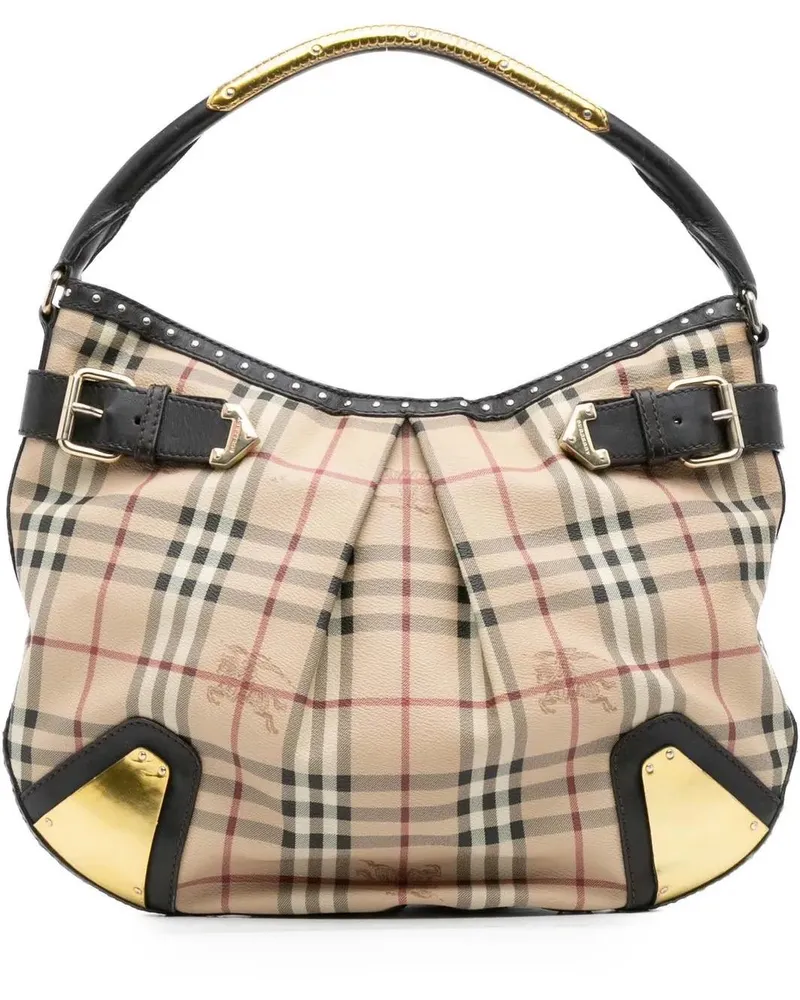 Burberry Hobo Bags Haymarket Check Coated Canvas Hobo Bag braun Braun