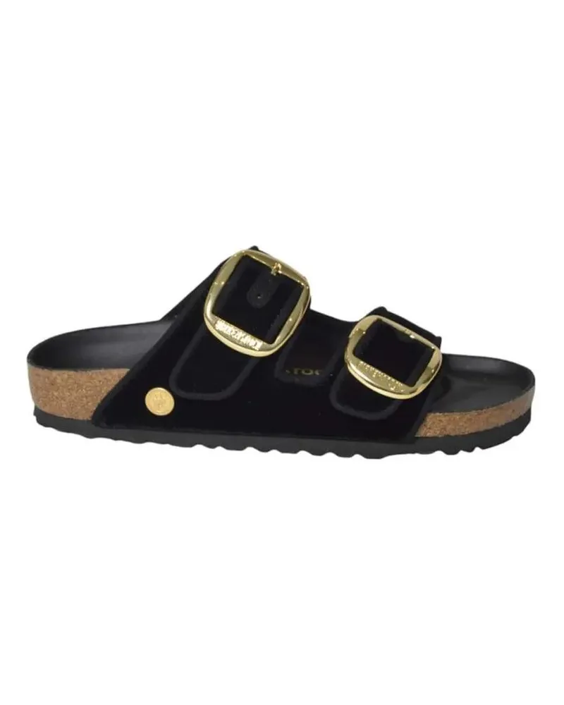 Birkenstock Sandalen Open-Toe Sandals With Gold Buckle Accents schwarz Schwarz