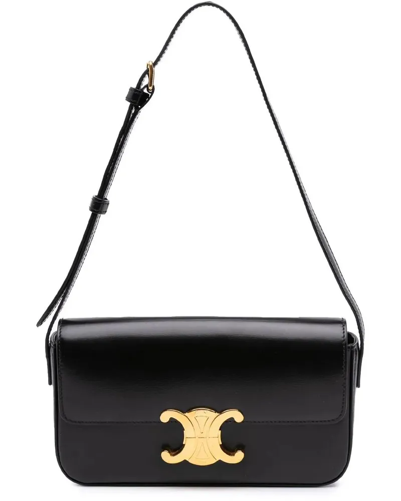 Celine Hobo Bags Shiny Calfskin Claude Shoulder Bag schwarz Schwarz
