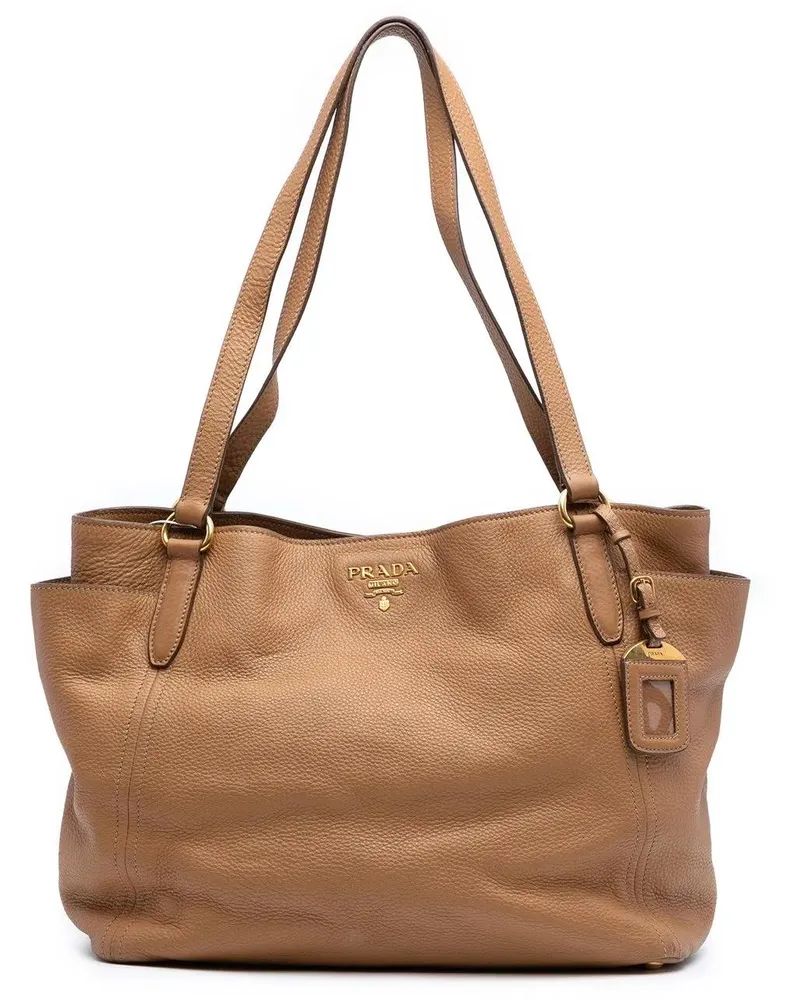 Prada Shopper Vitello Daino Double Pocket Tote braun Braun