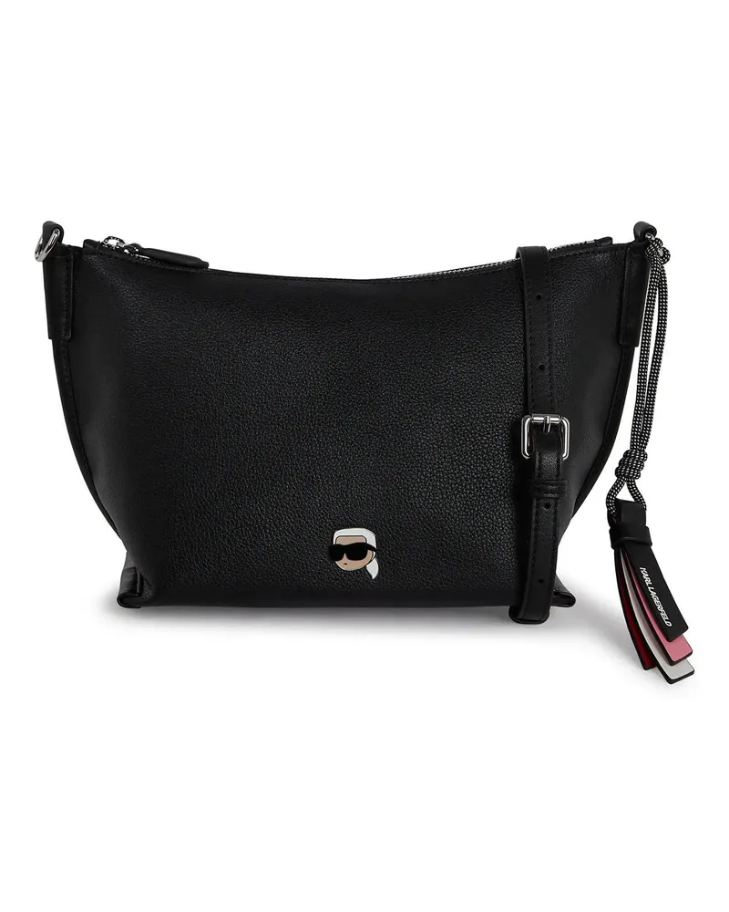 Karl Lagerfeld Hobo Bags IKON GENARBTE SCHULTERTASCHE schwarz Schwarz
