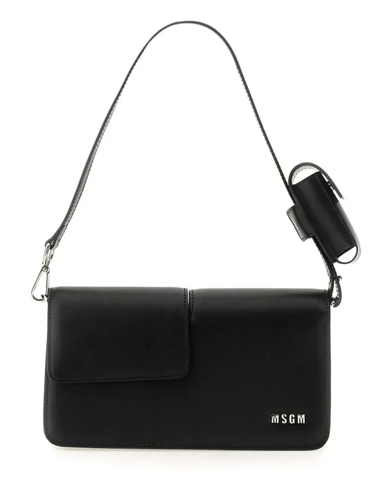 MSGM Hobo Bags Baguette Bag With Double Flap And Logo schwarz Schwarz