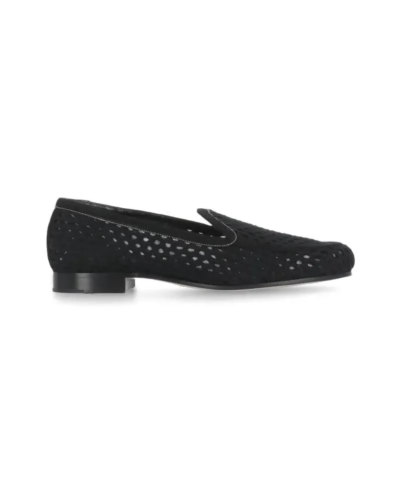 Fabiana Filippi Black  Fabric And Leather Loafers schwarz Schwarz