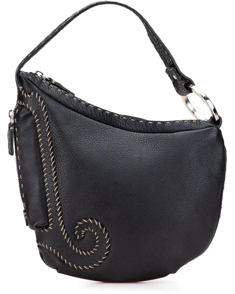 Fendi Hobo Bags Leather Selleria Oyster Hobo schwarz Schwarz