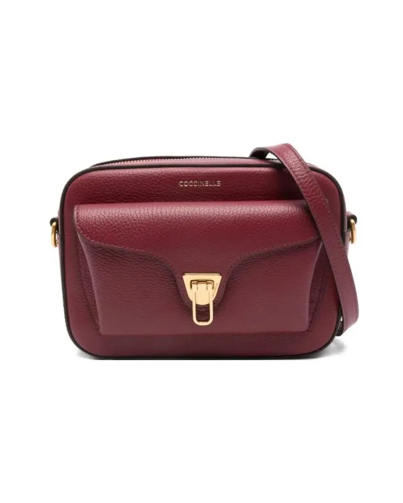 Coccinelle Hobo Bags Structured Textured Leather Shoulder Bag rot Rot