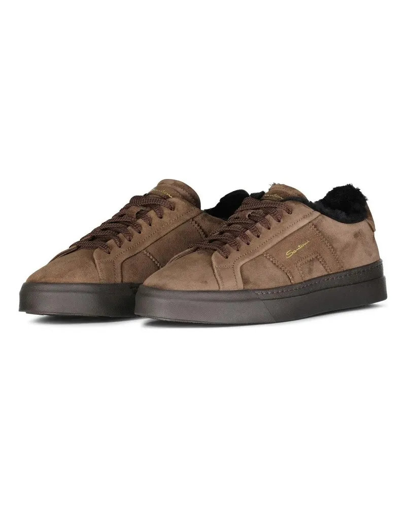 Santoni Low-Top Sneaker Sneaker aus Veloursleder braun Braun
