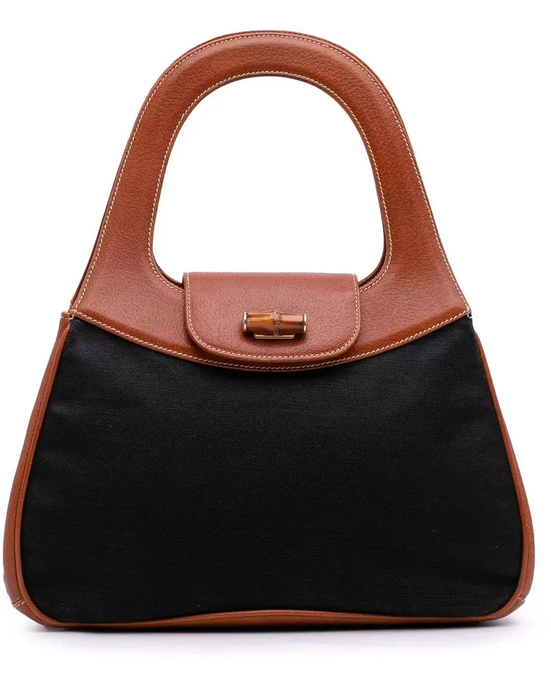 Gucci Crossbody Bags Canvas Bamboo Handbag schwarz Schwarz