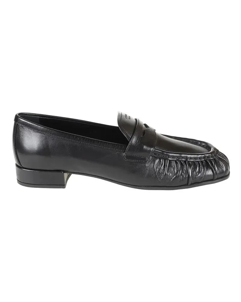Prada Rounded Toe Loafers With Textured Detailing And Lo schwarz Schwarz