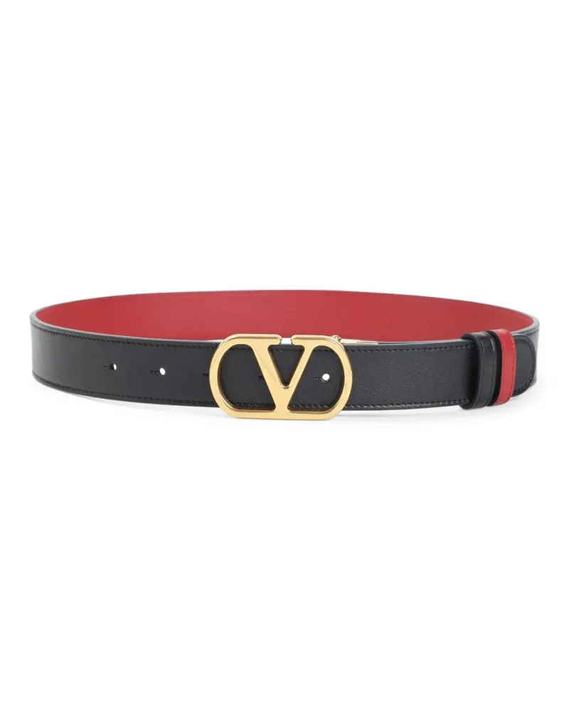 Valentino Garavani Gürtel H30 Reversible Black And Red Calf Leather Belt schwarz Schwarz