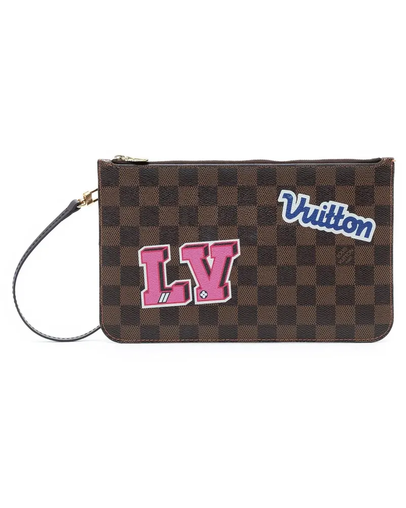 Louis Vuitton Kosmetiktaschen Damier Ebene Travel Patches Neverfull MM Pouch braun Braun