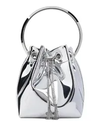 Jimmy Choo Crossbody Bags Silver Textile Bon Bon Handbag 