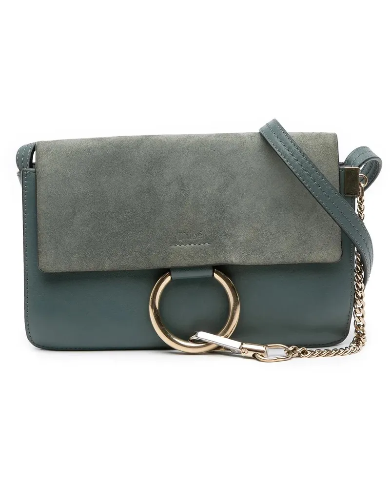 Chloé Hobo Bags Small Suede and Calfskin Faye Crossbody blau Blau