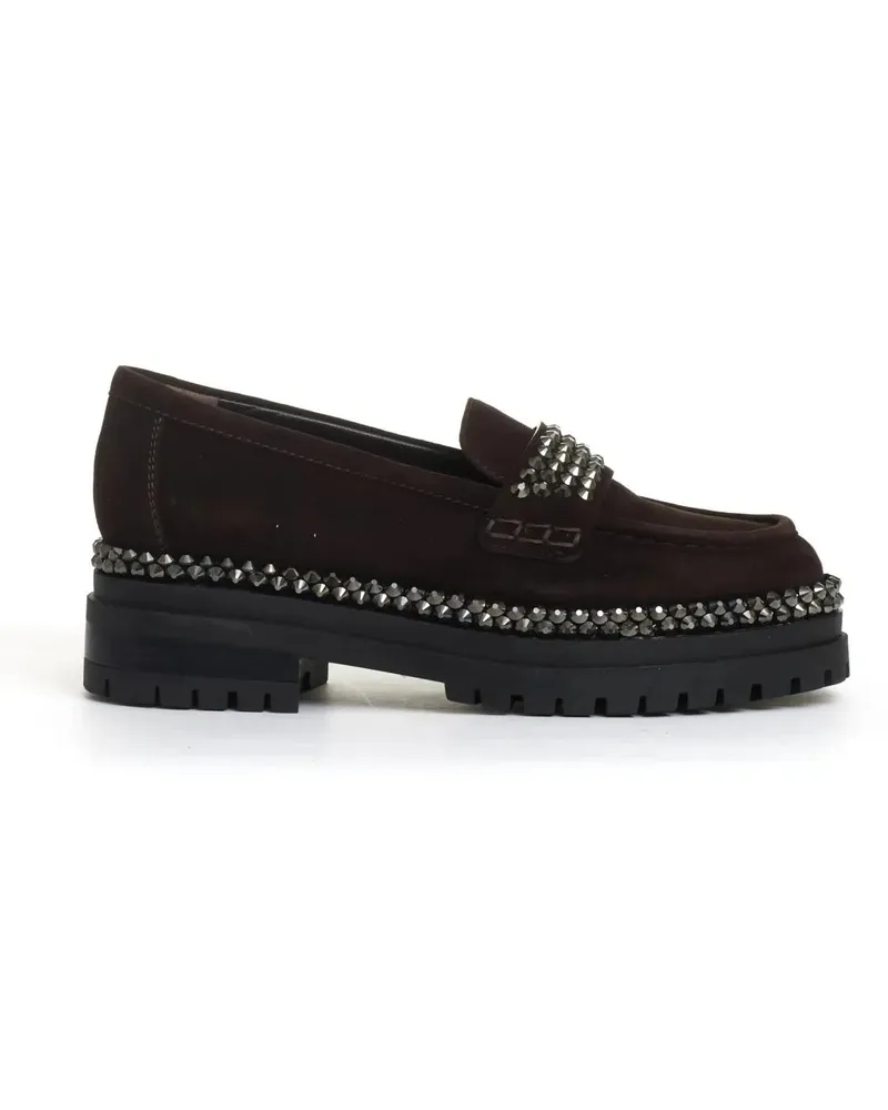 NINALILOU Ebony Suede Moccasin With Dazzling Rhinestone Buck braun Braun