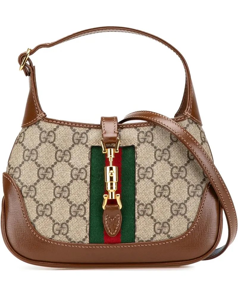 Gucci Hobo Bags Mini GG Supreme Web Jackie 1961 Crossbody braun Braun