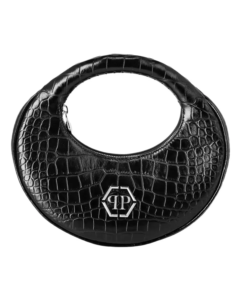 Philipp Plein Crossbody Bags Henkel Tasche Cocco Crocco Print schwarz Schwarz